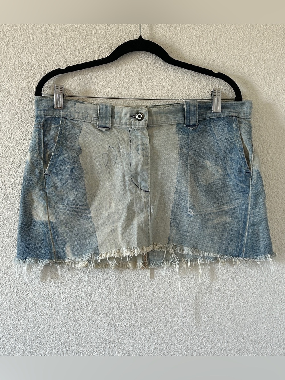 VTG Rogan USA Denim Skirt Artsy dye Street Gorp Women’s Medium